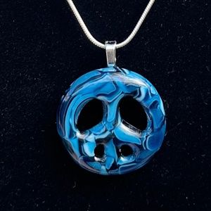 peace sign fused glass pendant  - choice of sterling silver chain